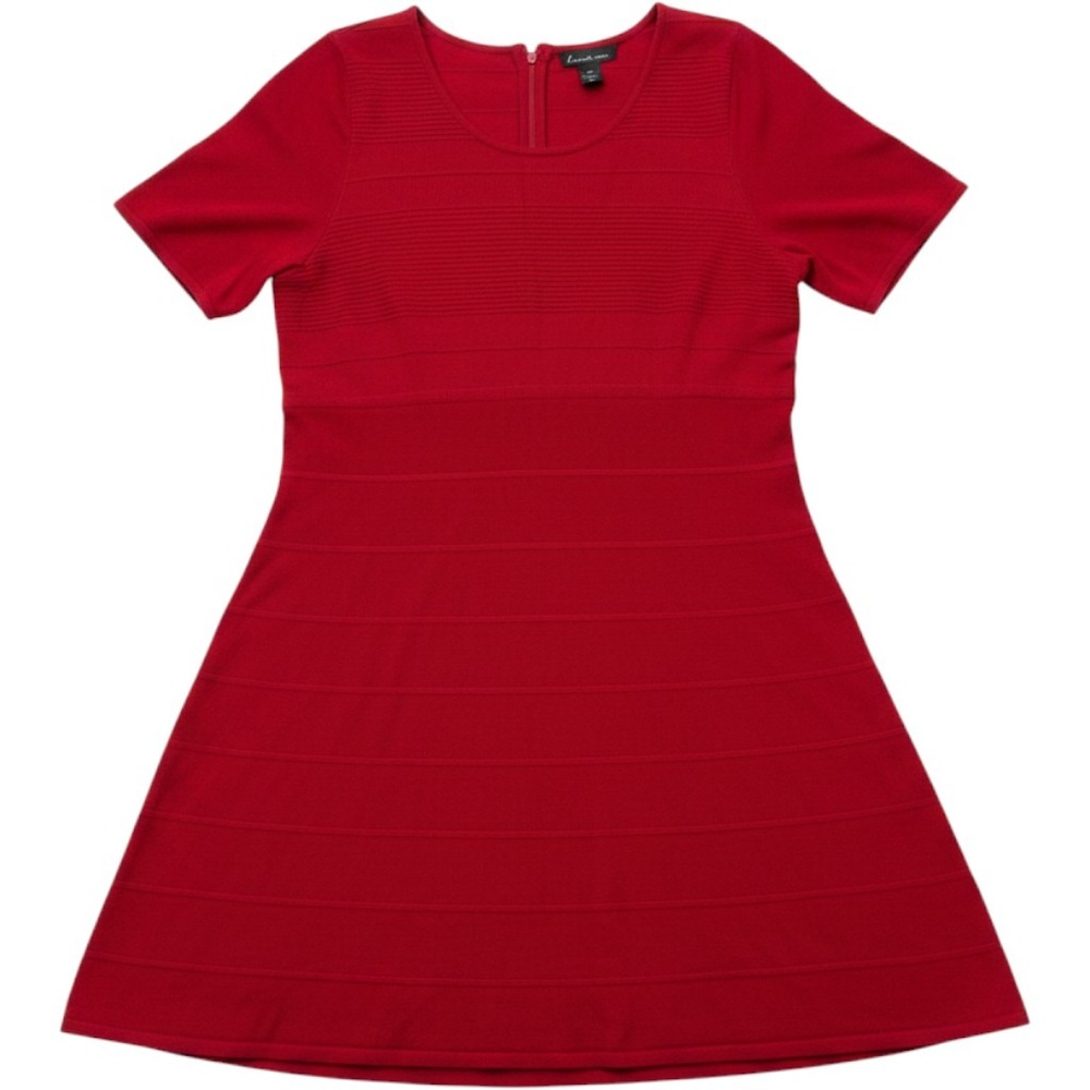 Lane Bryant Red Textured Fit and Flare Knit Dress Plus Size 22/24 Short Sleeve